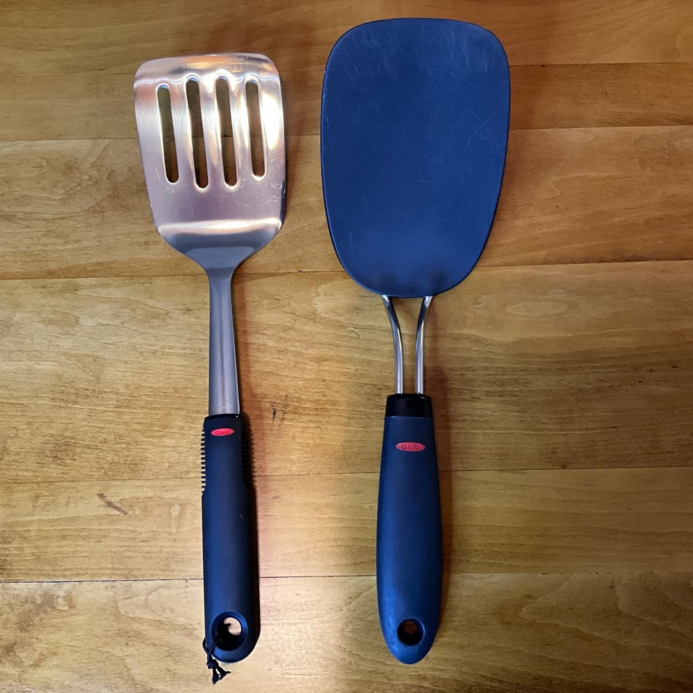 OXO Good Grips Stainless‎ Steel Slotted Turner & Black Nylon Spatula